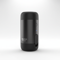 Compact portable Bluetooth speaker in black on white background