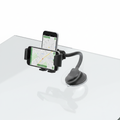 Windshield suction cup car phone mount holding smartphone on white background