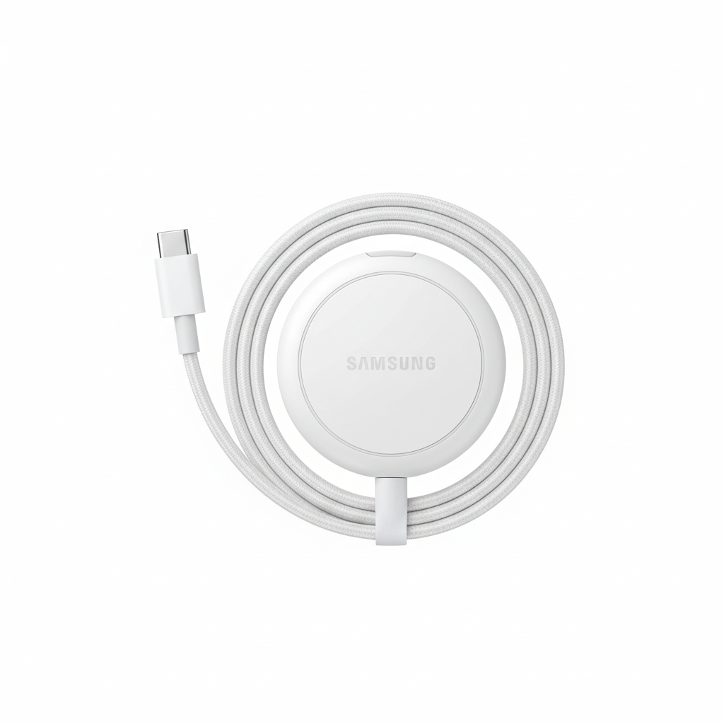 Samsung Galaxy Watch wireless magnetic charging puck on white background